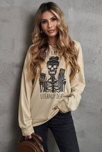 Load image into Gallery viewer, Halloween Skeleton Graphic Dropped Shoulder Sweatshirt