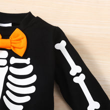 Load image into Gallery viewer, Skeleton Pattern Round Neck Sweatshirt and Bone Pattern Pants Set