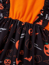 Load image into Gallery viewer, Printed Round Neck Flounce Sleeve Dress