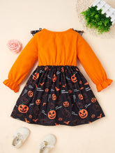 Load image into Gallery viewer, Printed Round Neck Flounce Sleeve Dress