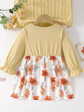 Load image into Gallery viewer, Printed Round Neck Flounce Sleeve Dress