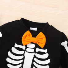 Load image into Gallery viewer, Skeleton Pattern Round Neck Sweatshirt and Bone Pattern Pants Set