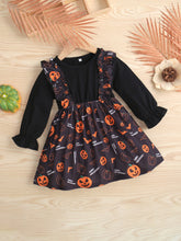 Load image into Gallery viewer, Printed Round Neck Flounce Sleeve Dress
