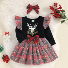 Load image into Gallery viewer, Round Neck Long Sleeve MERRY CHRISMAS Reindeer Graphic Dress