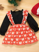 Load image into Gallery viewer, Printed Round Neck Flounce Sleeve Dress