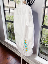 Load image into Gallery viewer, Turquoise Embroidered White Button Down
