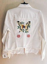Load image into Gallery viewer, White Custom Embroidery Denim Jacket, One of a Kind
